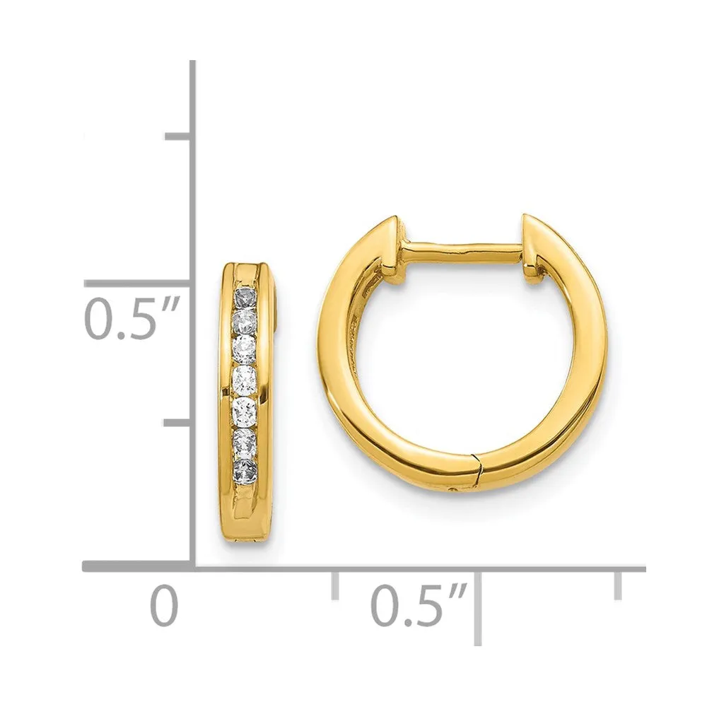 1/4 CTW Diamond Hoop Earrings in 14KT Yellow Gold