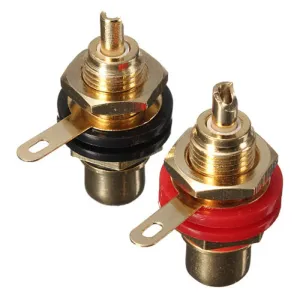 1Pair Gold Plated Speaker Terminal Audio Adapter Rca Phono Female Chassis Panel Sockets Connectors B