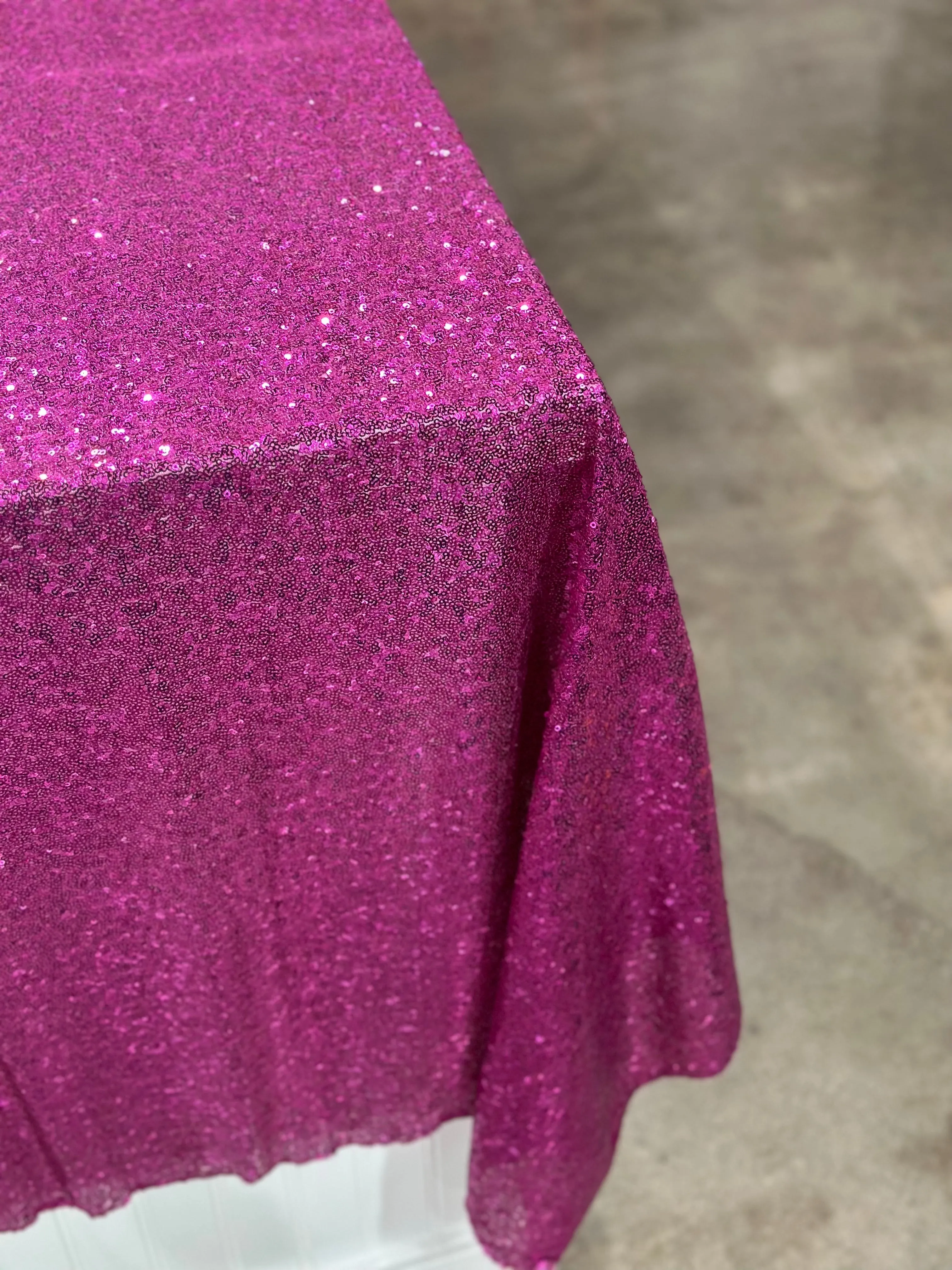 1pc - Glitz Sequins Table Linen 132" Round  - Fuchsia