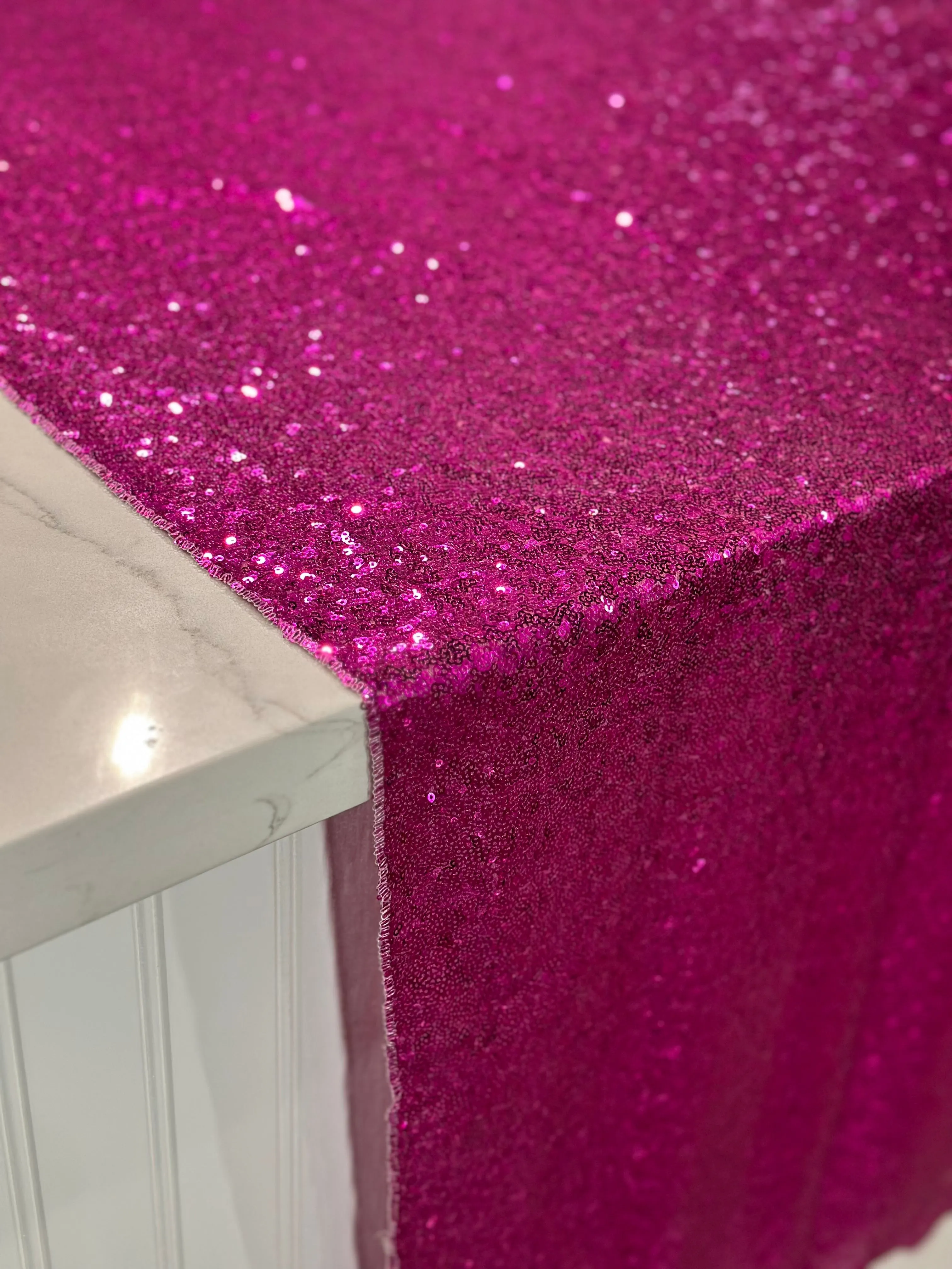 1pc - Glitz Sequins Table Linen 132" Round  - Fuchsia