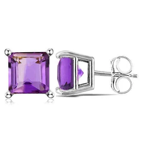 2.00 CT AMETHYST 10KT SOLID GOLD EARRINGS STUD