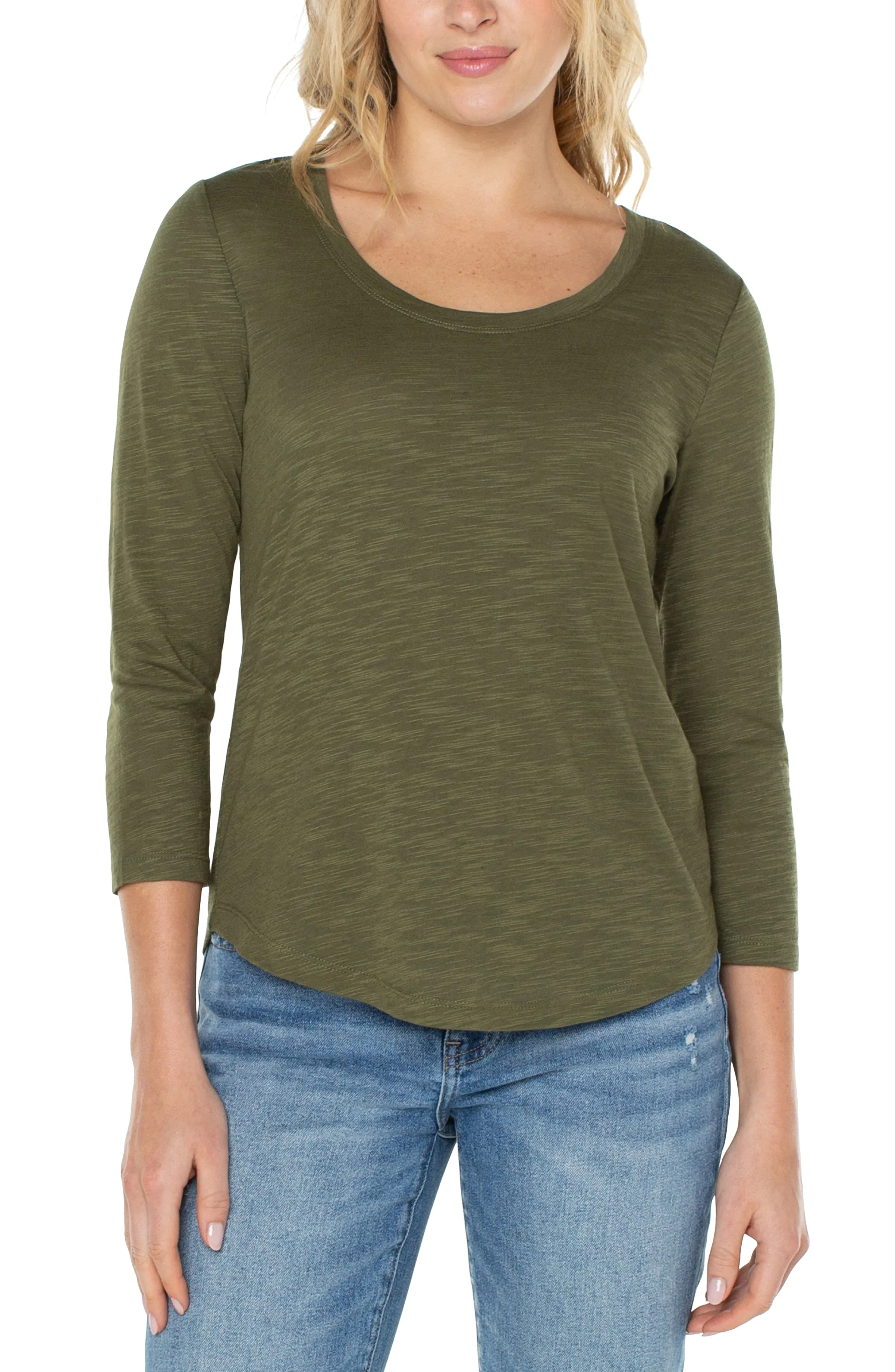 3/4 Sleeve Scoop Neck Top