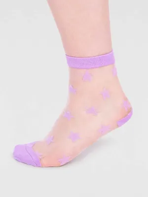 Astra Bamboo Star Mesh Socks - Lilac Purple