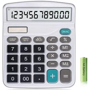 Casio Tilt Display Solar/Battery Calculator - 12 Digits - Grey