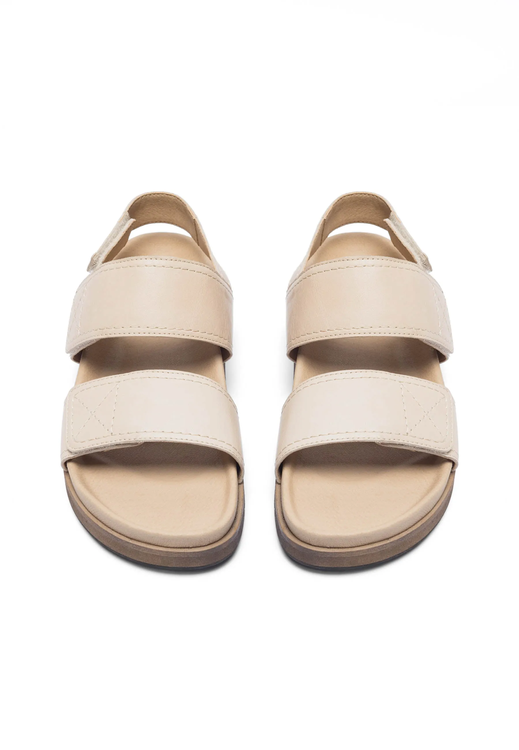 Caskimmi Biege Leather Velcro Sandals