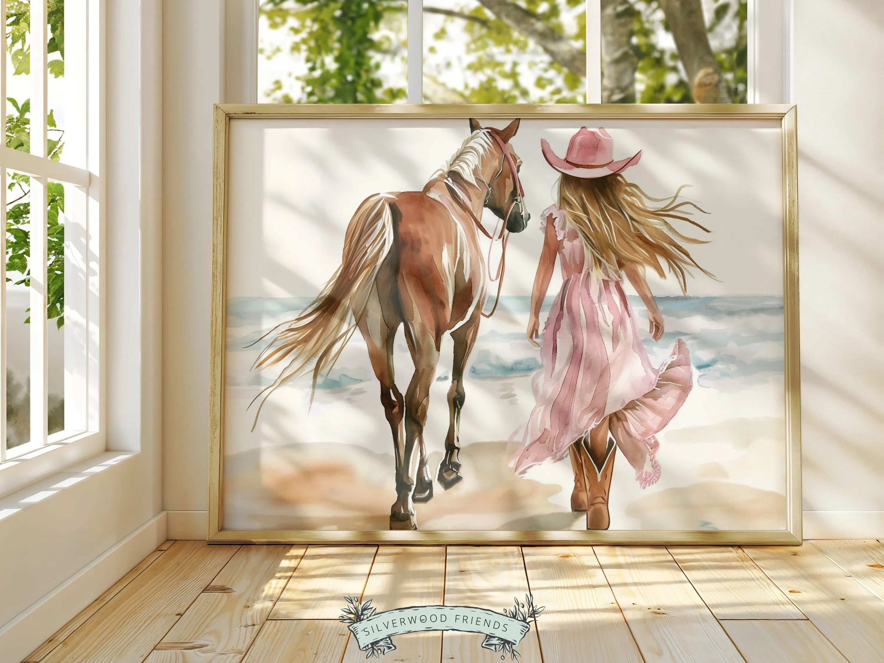 Cowgirl Horse Beach Print - 001