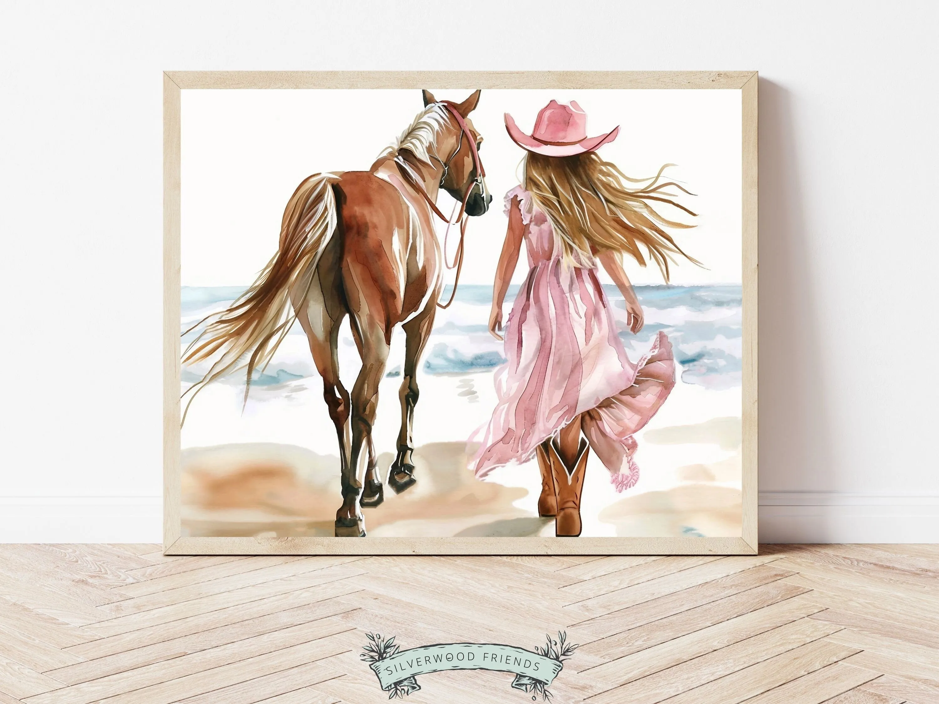 Cowgirl Horse Beach Print - 001