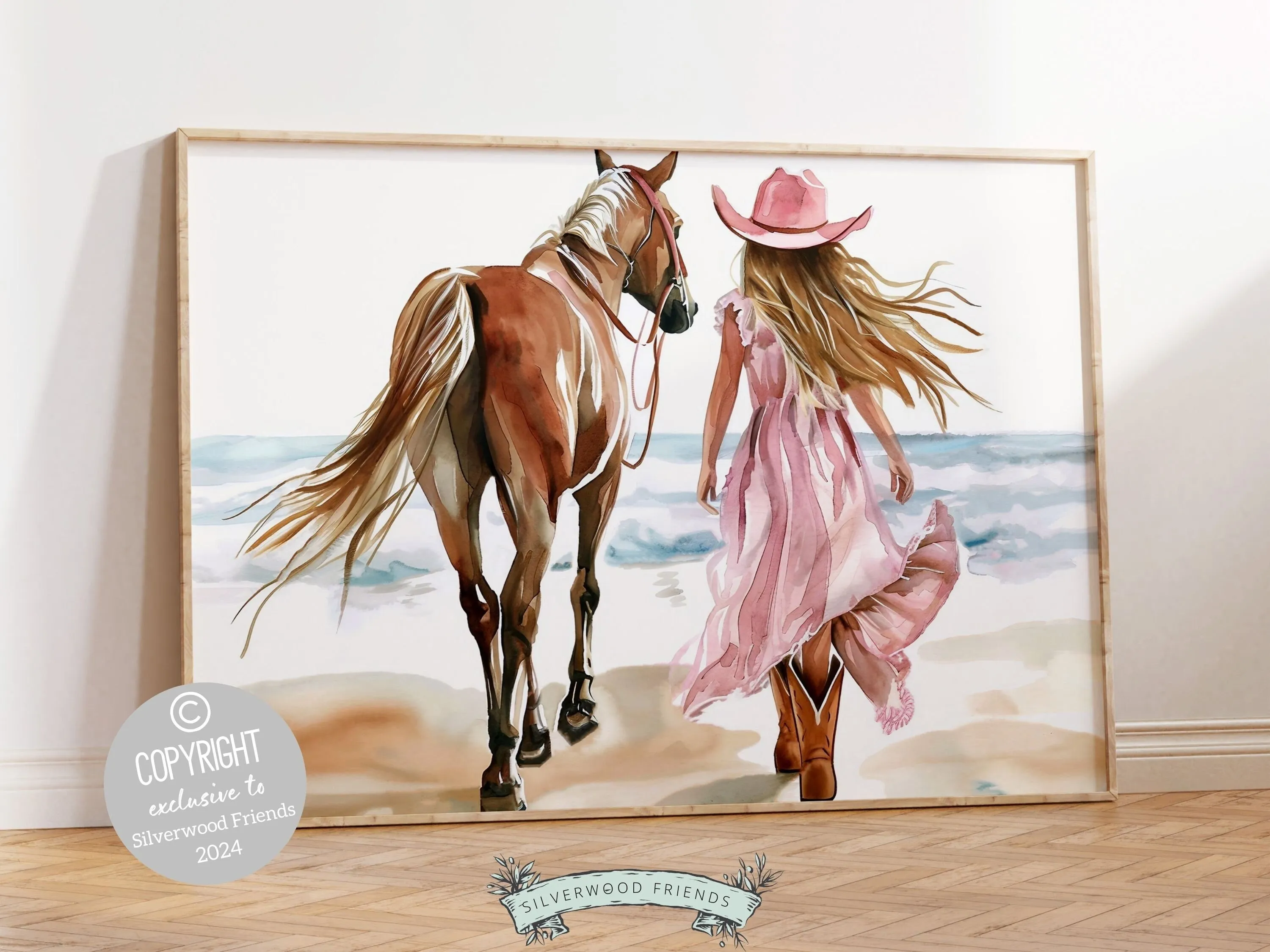 Cowgirl Horse Beach Print - 001