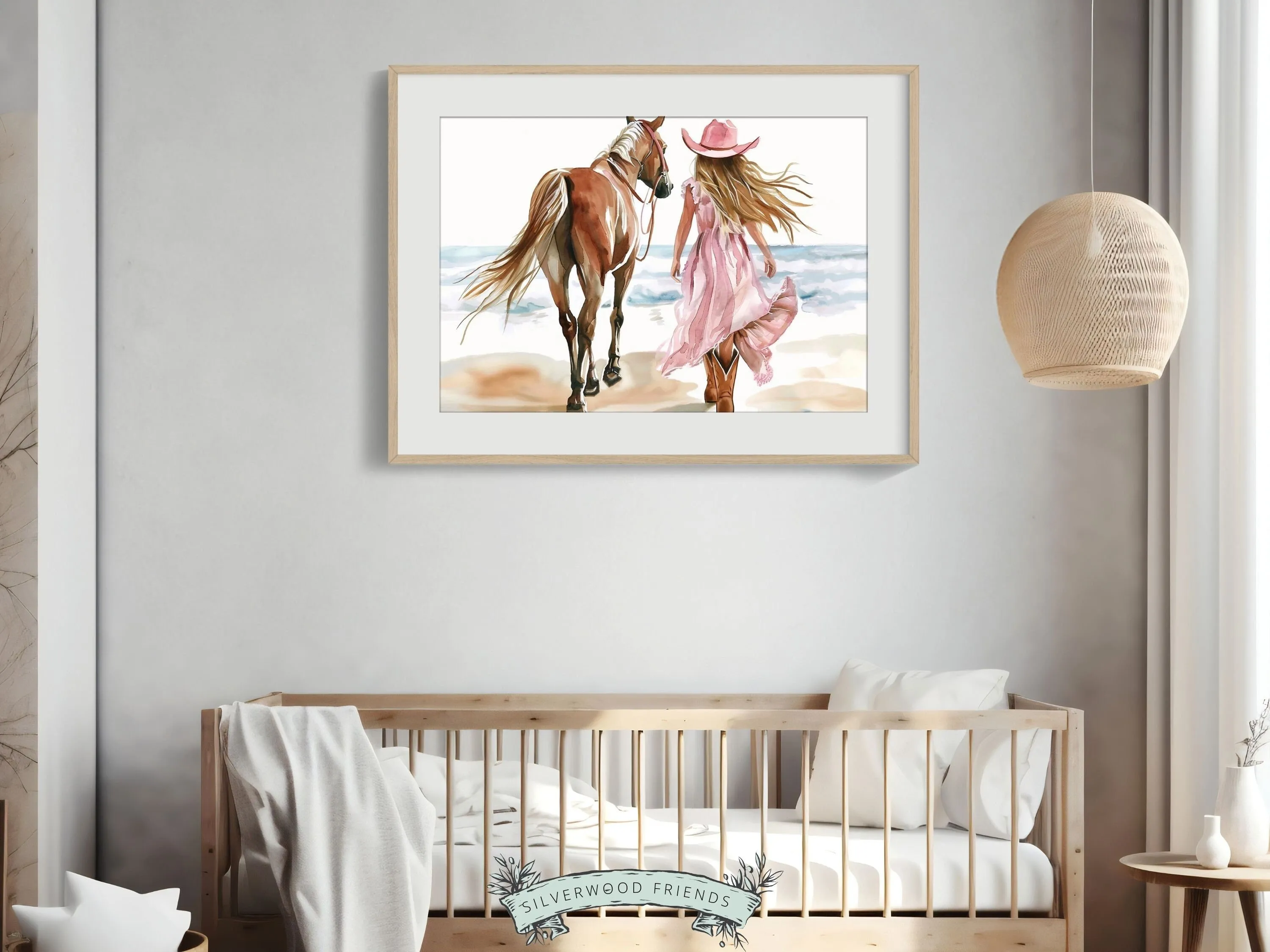 Cowgirl Horse Beach Print - 001