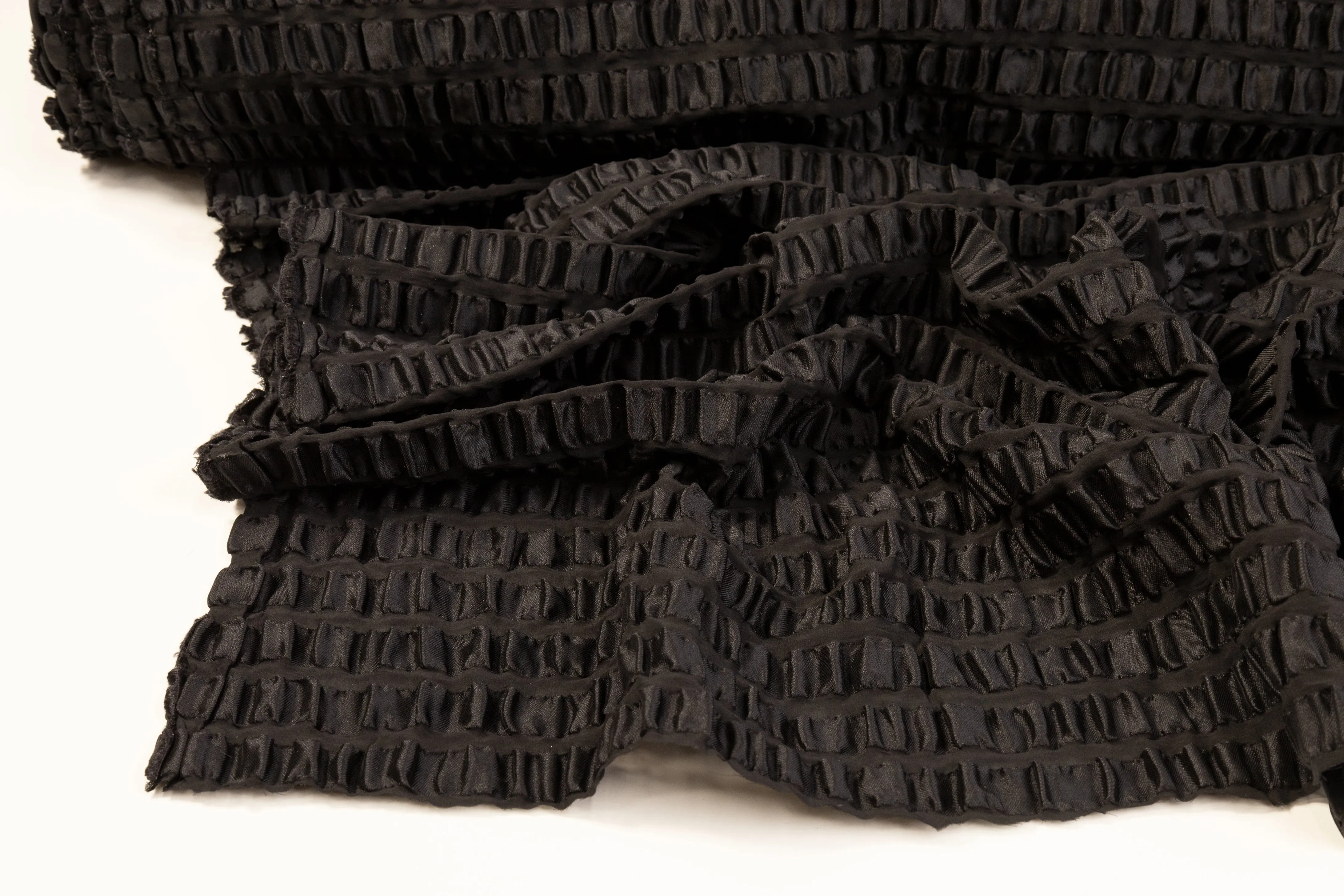 Crushed Striped Silk Burnout - Black