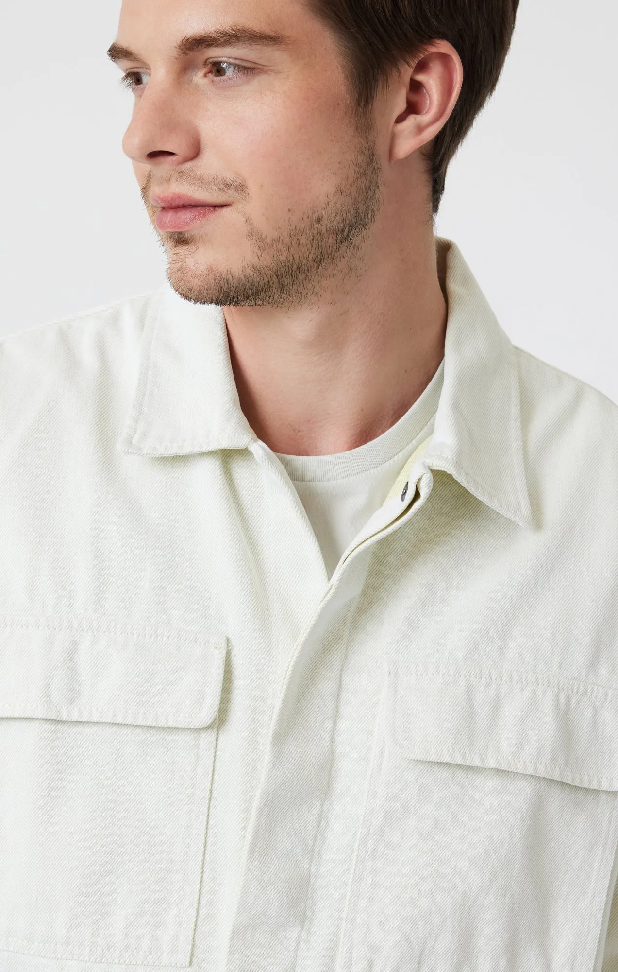 DOUBLE POCKET OVERSHIRT IN ANTIQUE WHITE