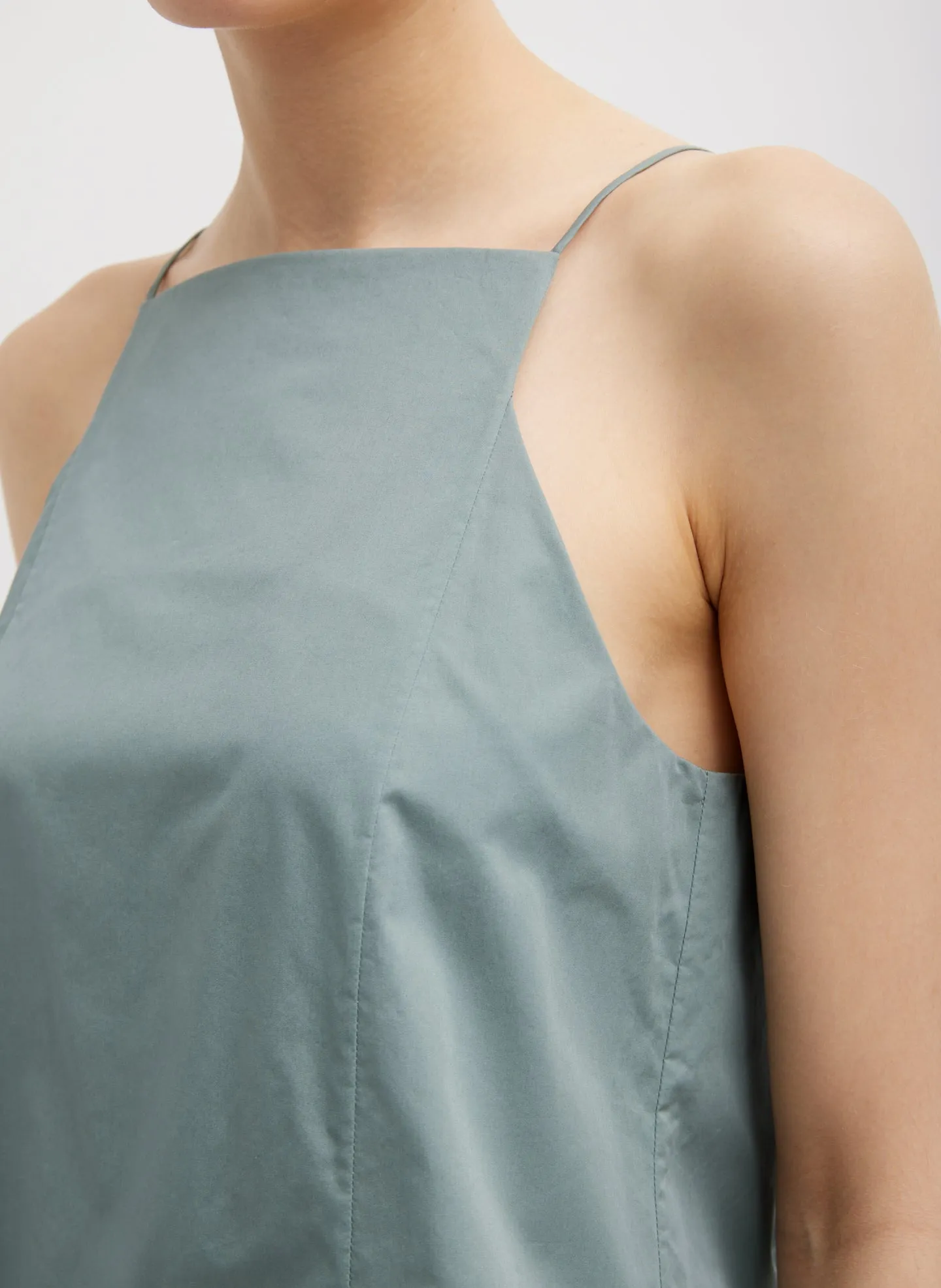 Eco Poplin Cropped Square Neck Criss Cross Tank