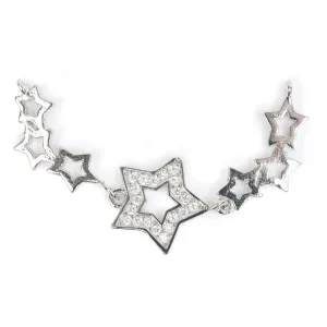 Estrellaª Charm with Cz - Linked Stars - Crystal / Silver