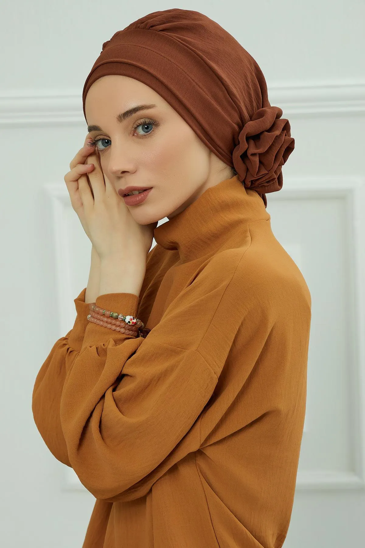 Instant Turban Lightweight Aerobin Scarf Head Turbans with Flower Back Detail For Women Headwear Stylish Elegant Design,HT-92