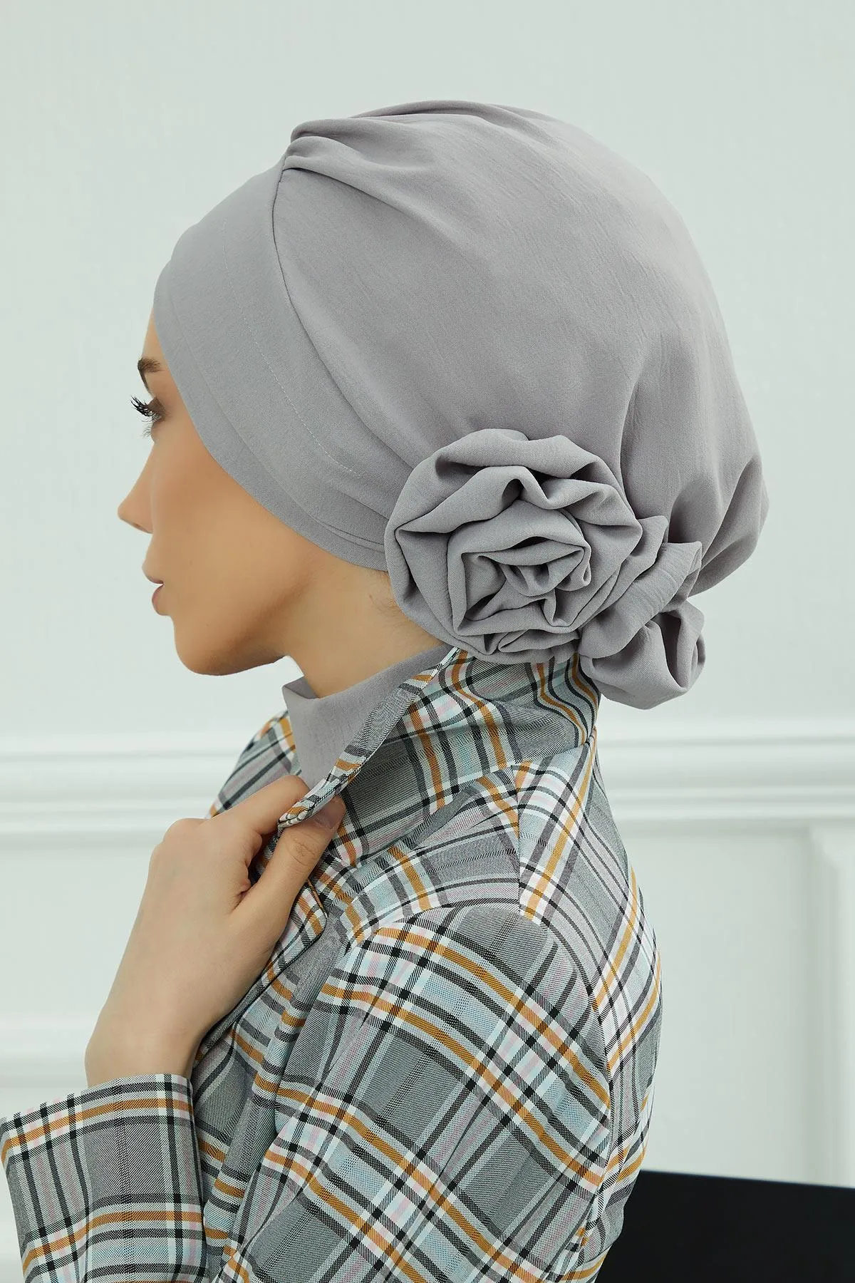 Instant Turban Lightweight Aerobin Scarf Head Turbans with Flower Back Detail For Women Headwear Stylish Elegant Design,HT-92