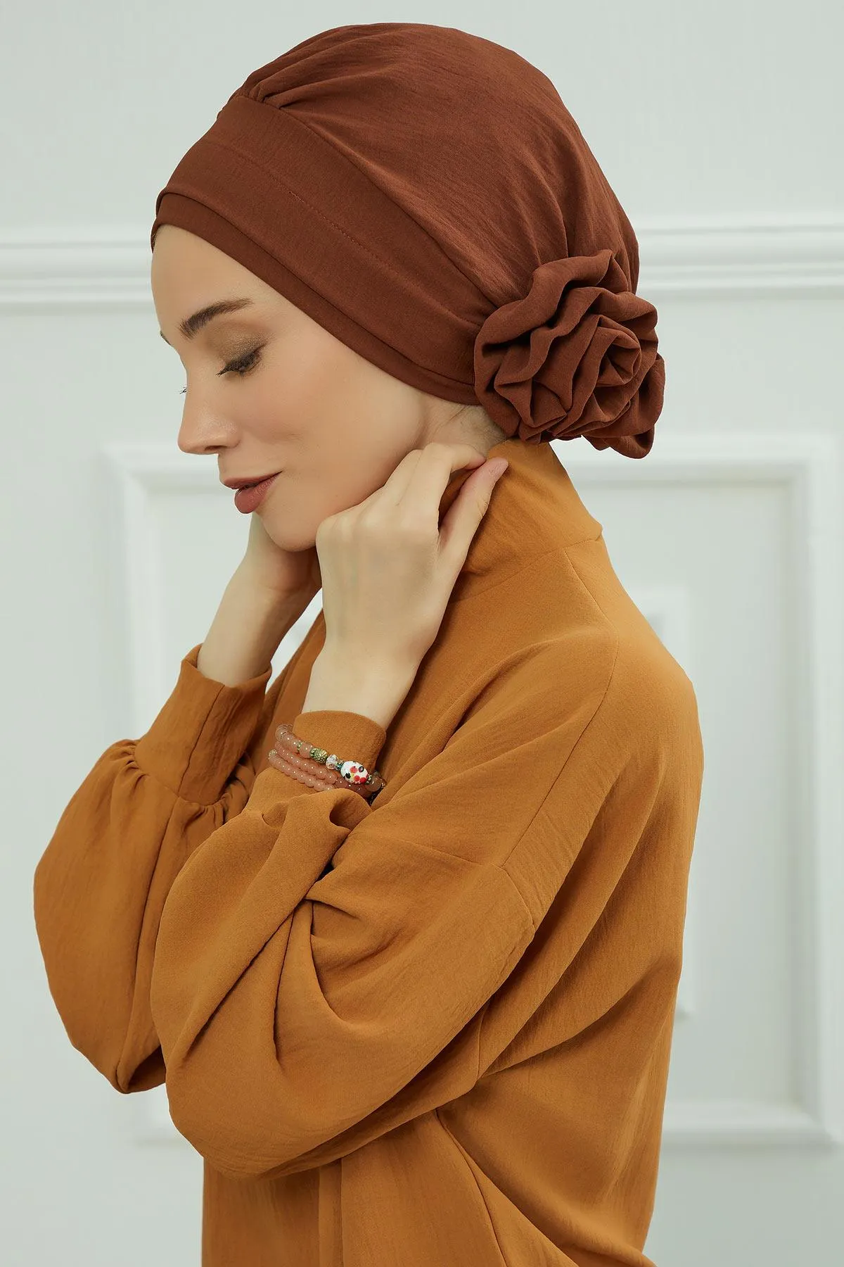 Instant Turban Lightweight Aerobin Scarf Head Turbans with Flower Back Detail For Women Headwear Stylish Elegant Design,HT-92