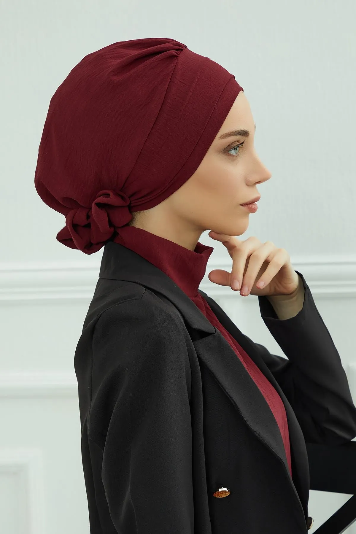 Instant Turban Lightweight Aerobin Scarf Head Turbans with Flower Back Detail For Women Headwear Stylish Elegant Design,HT-92