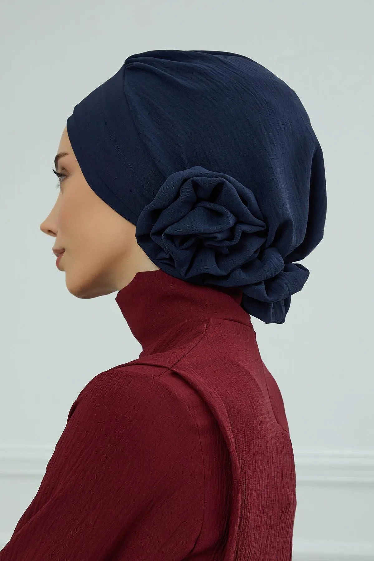 Instant Turban Lightweight Aerobin Scarf Head Turbans with Flower Back Detail For Women Headwear Stylish Elegant Design,HT-92