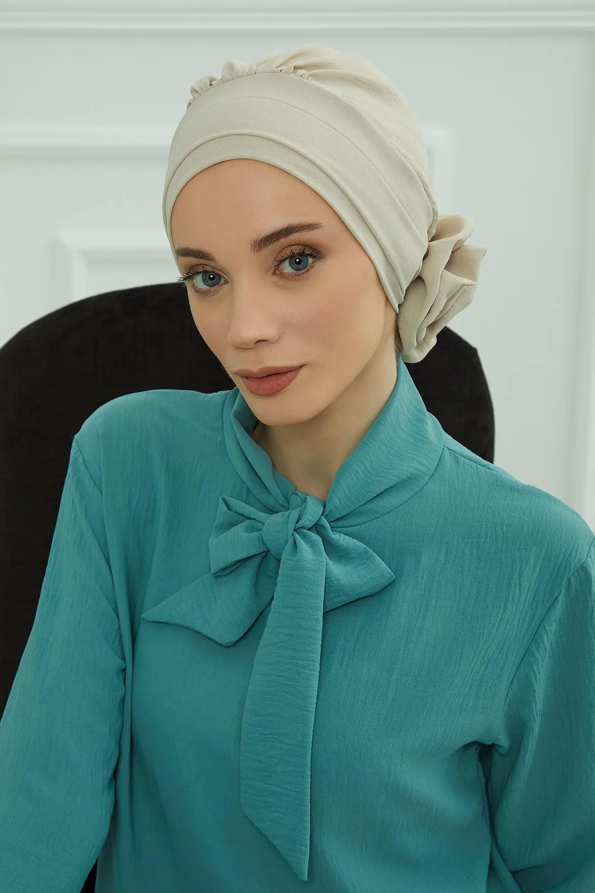 Instant Turban Lightweight Aerobin Scarf Head Turbans with Flower Back Detail For Women Headwear Stylish Elegant Design,HT-92