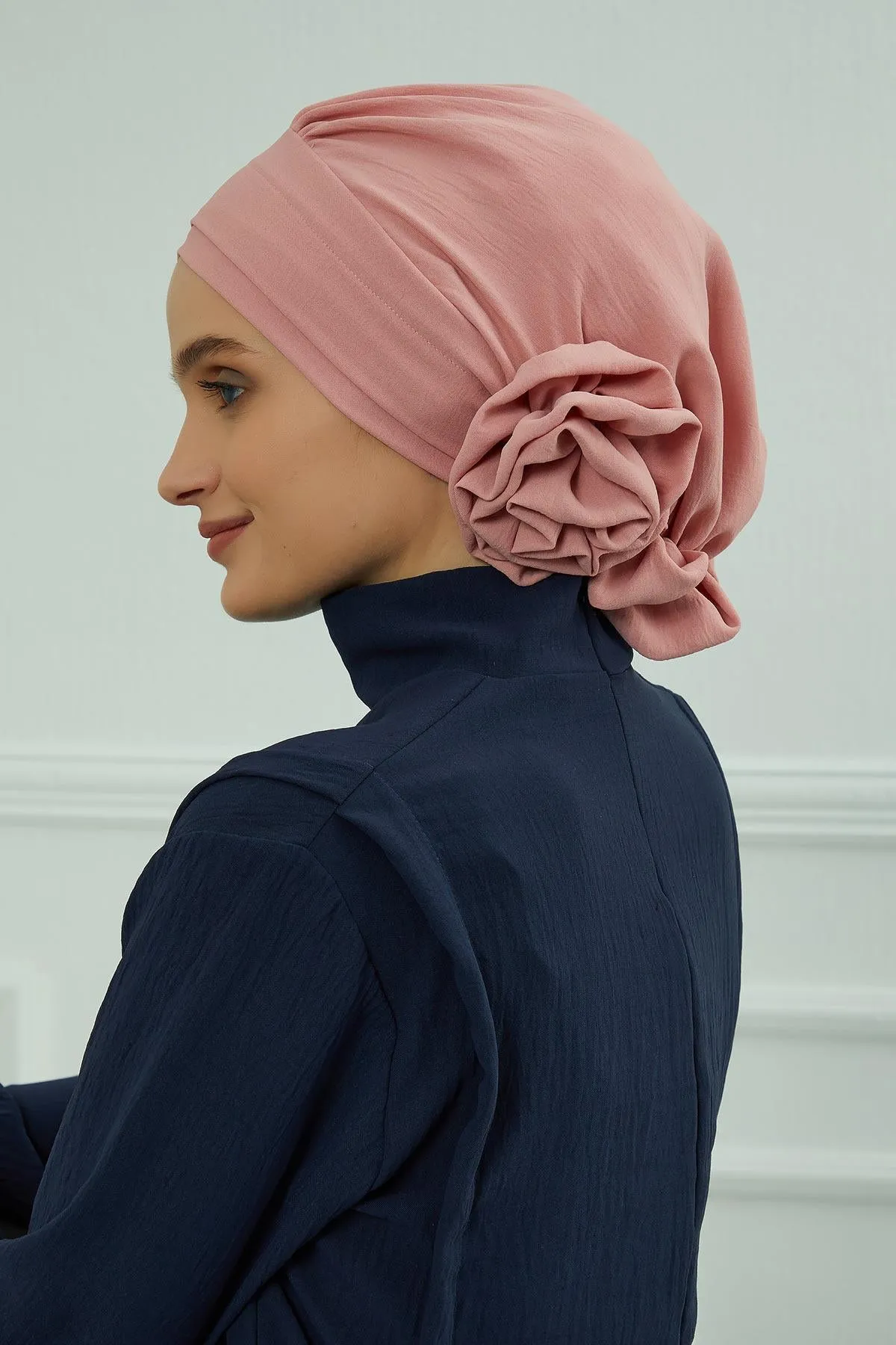 Instant Turban Lightweight Aerobin Scarf Head Turbans with Flower Back Detail For Women Headwear Stylish Elegant Design,HT-92