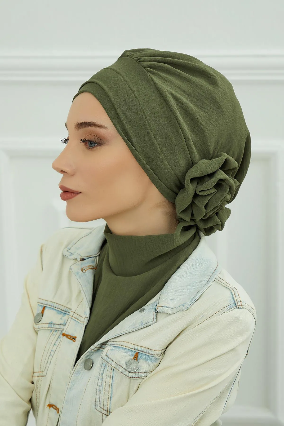 Instant Turban Lightweight Aerobin Scarf Head Turbans with Flower Back Detail For Women Headwear Stylish Elegant Design,HT-92