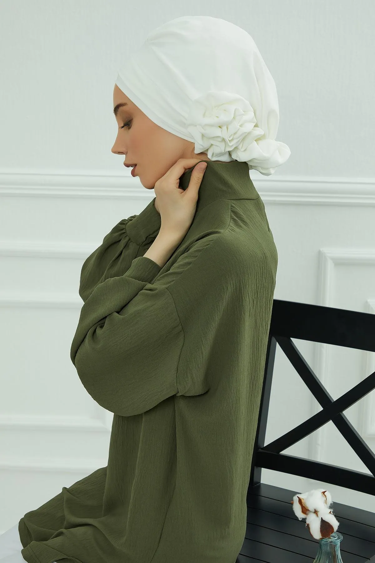 Instant Turban Lightweight Aerobin Scarf Head Turbans with Flower Back Detail For Women Headwear Stylish Elegant Design,HT-92