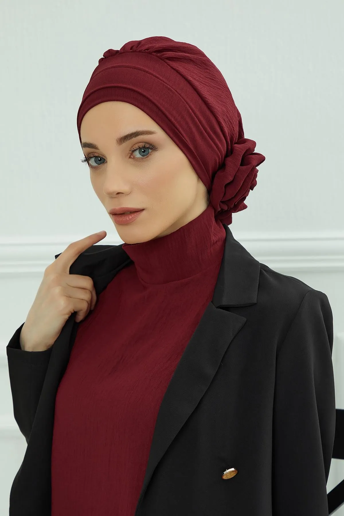 Instant Turban Lightweight Aerobin Scarf Head Turbans with Flower Back Detail For Women Headwear Stylish Elegant Design,HT-92