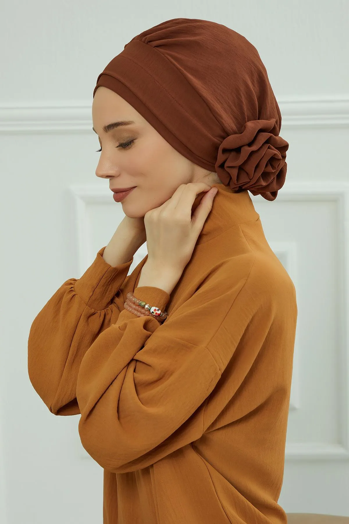 Instant Turban Lightweight Aerobin Scarf Head Turbans with Flower Back Detail For Women Headwear Stylish Elegant Design,HT-92