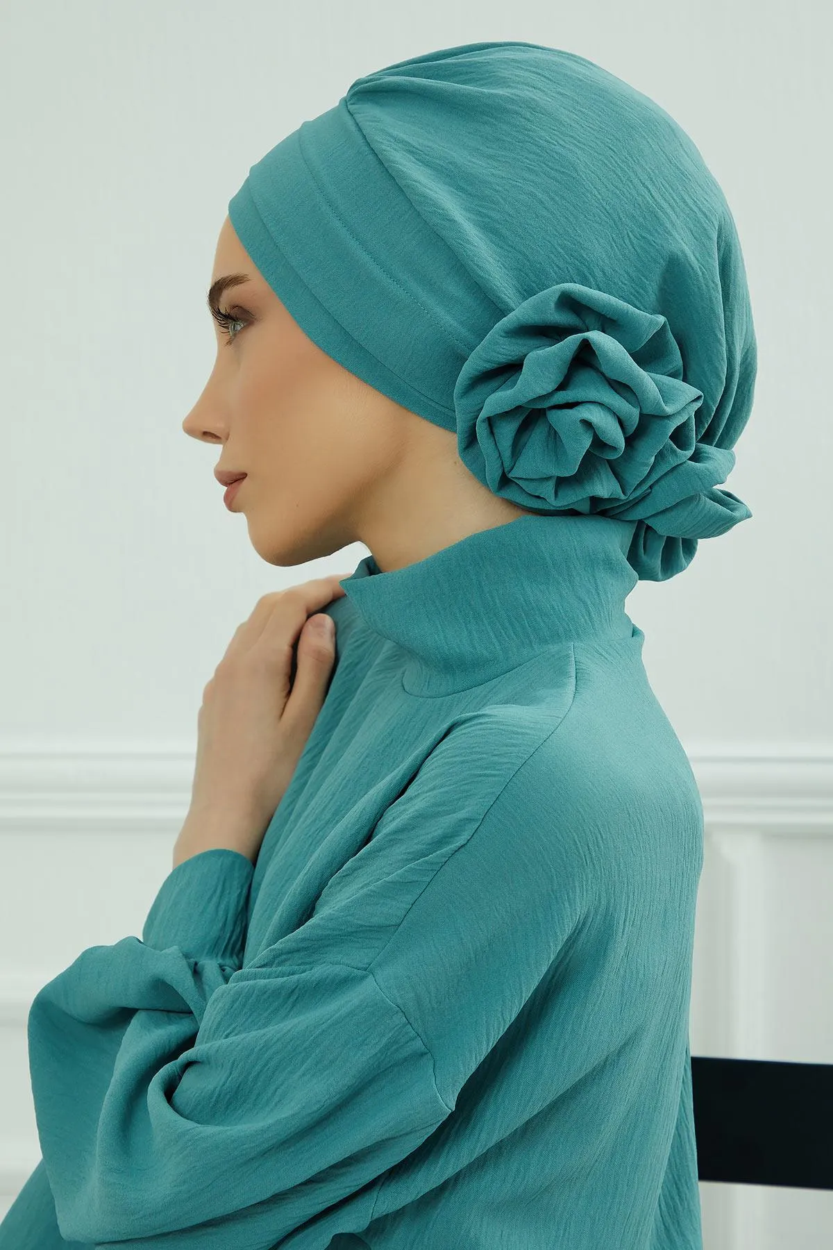 Instant Turban Lightweight Aerobin Scarf Head Turbans with Flower Back Detail For Women Headwear Stylish Elegant Design,HT-92