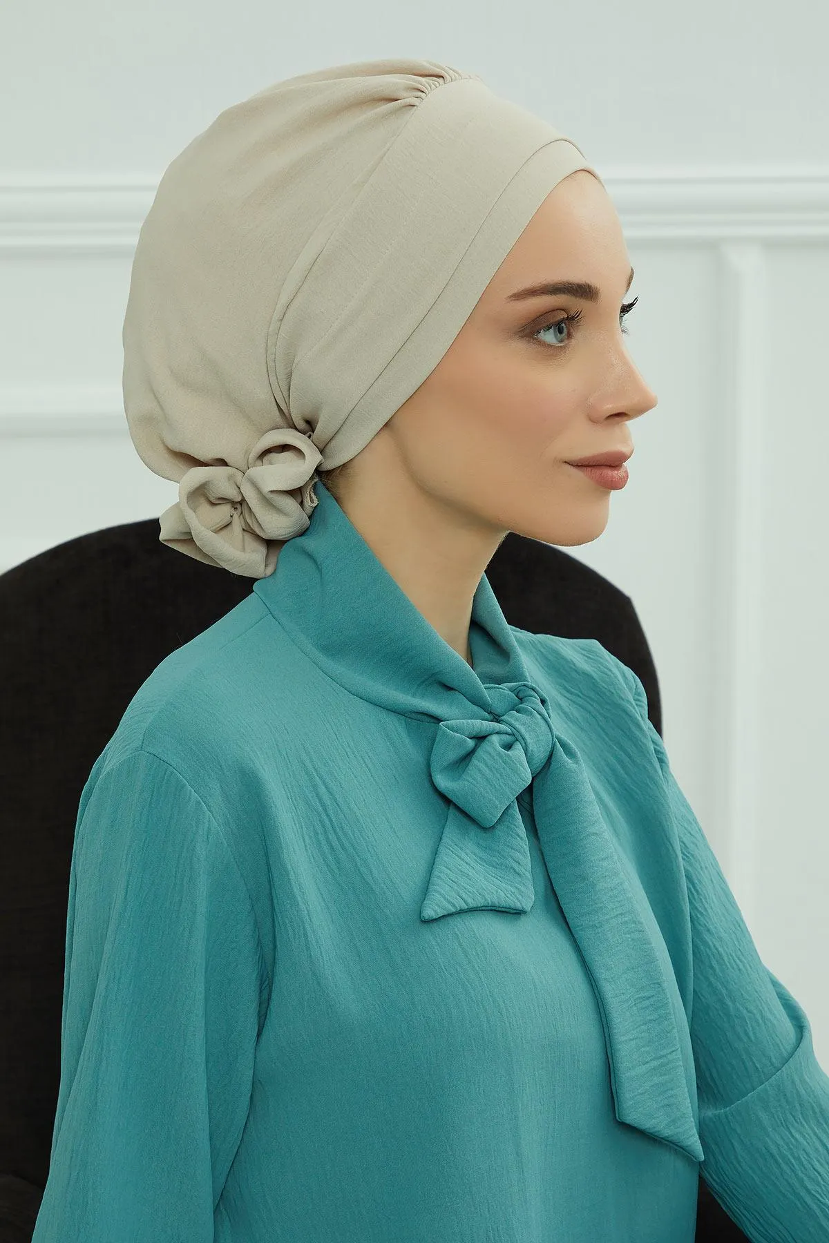 Instant Turban Lightweight Aerobin Scarf Head Turbans with Flower Back Detail For Women Headwear Stylish Elegant Design,HT-92