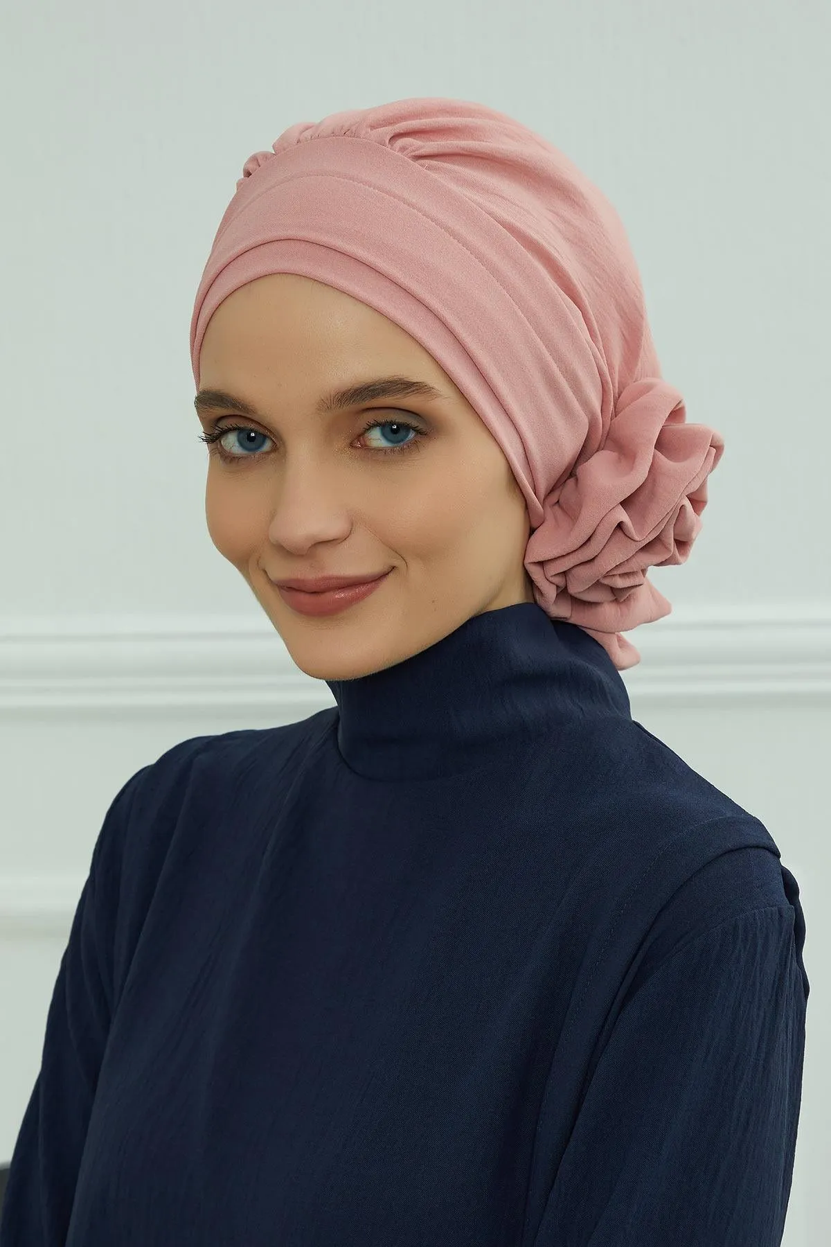 Instant Turban Lightweight Aerobin Scarf Head Turbans with Flower Back Detail For Women Headwear Stylish Elegant Design,HT-92