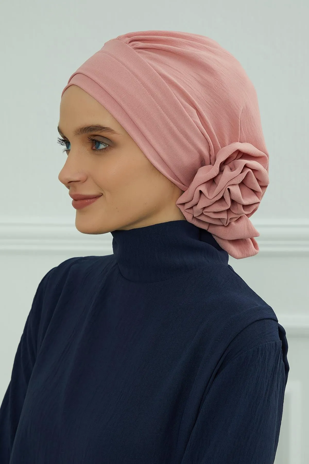 Instant Turban Lightweight Aerobin Scarf Head Turbans with Flower Back Detail For Women Headwear Stylish Elegant Design,HT-92