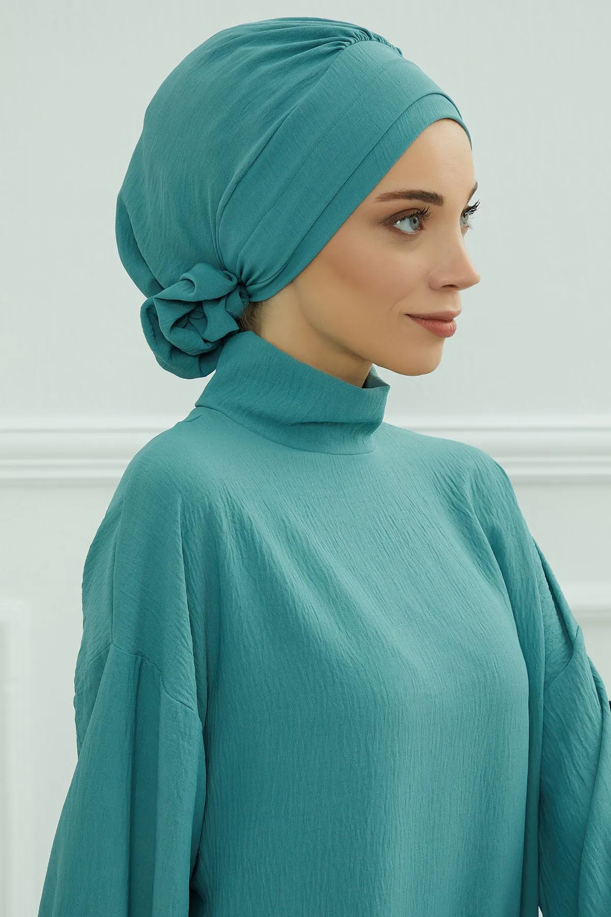 Instant Turban Lightweight Aerobin Scarf Head Turbans with Flower Back Detail For Women Headwear Stylish Elegant Design,HT-92