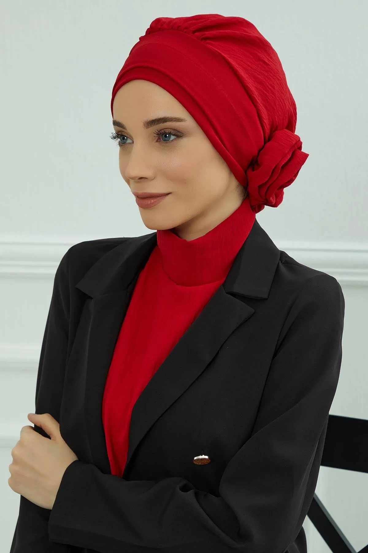 Instant Turban Lightweight Aerobin Scarf Head Turbans with Flower Back Detail For Women Headwear Stylish Elegant Design,HT-92