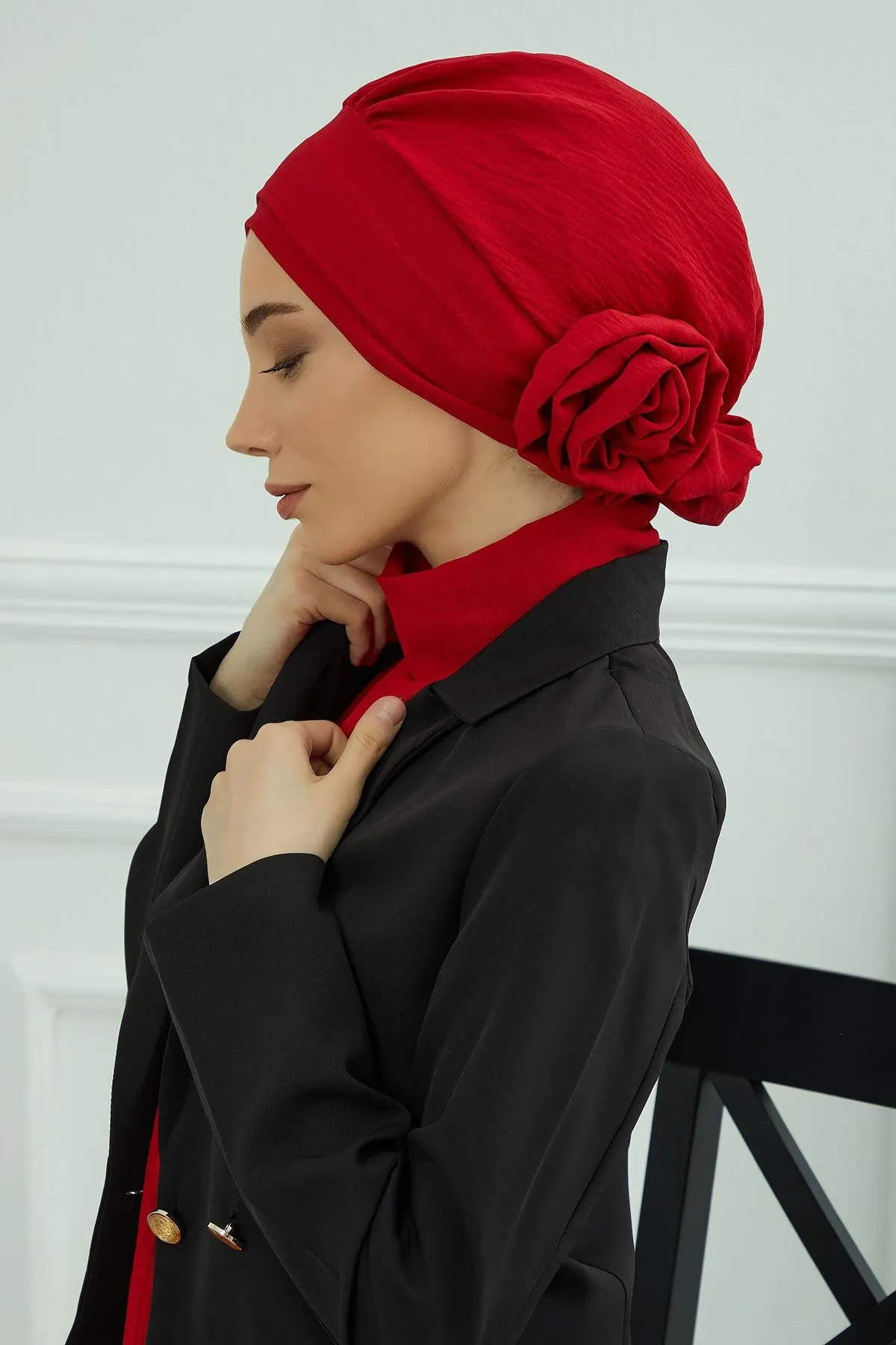 Instant Turban Lightweight Aerobin Scarf Head Turbans with Flower Back Detail For Women Headwear Stylish Elegant Design,HT-92