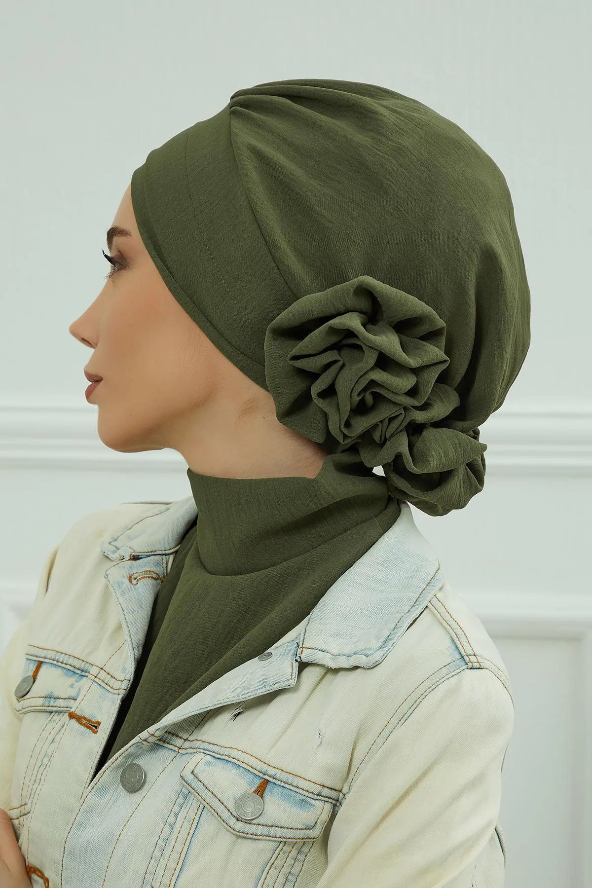 Instant Turban Lightweight Aerobin Scarf Head Turbans with Flower Back Detail For Women Headwear Stylish Elegant Design,HT-92