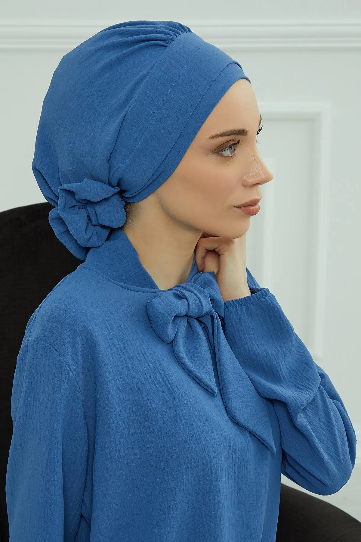 Instant Turban Lightweight Aerobin Scarf Head Turbans with Flower Back Detail For Women Headwear Stylish Elegant Design,HT-92