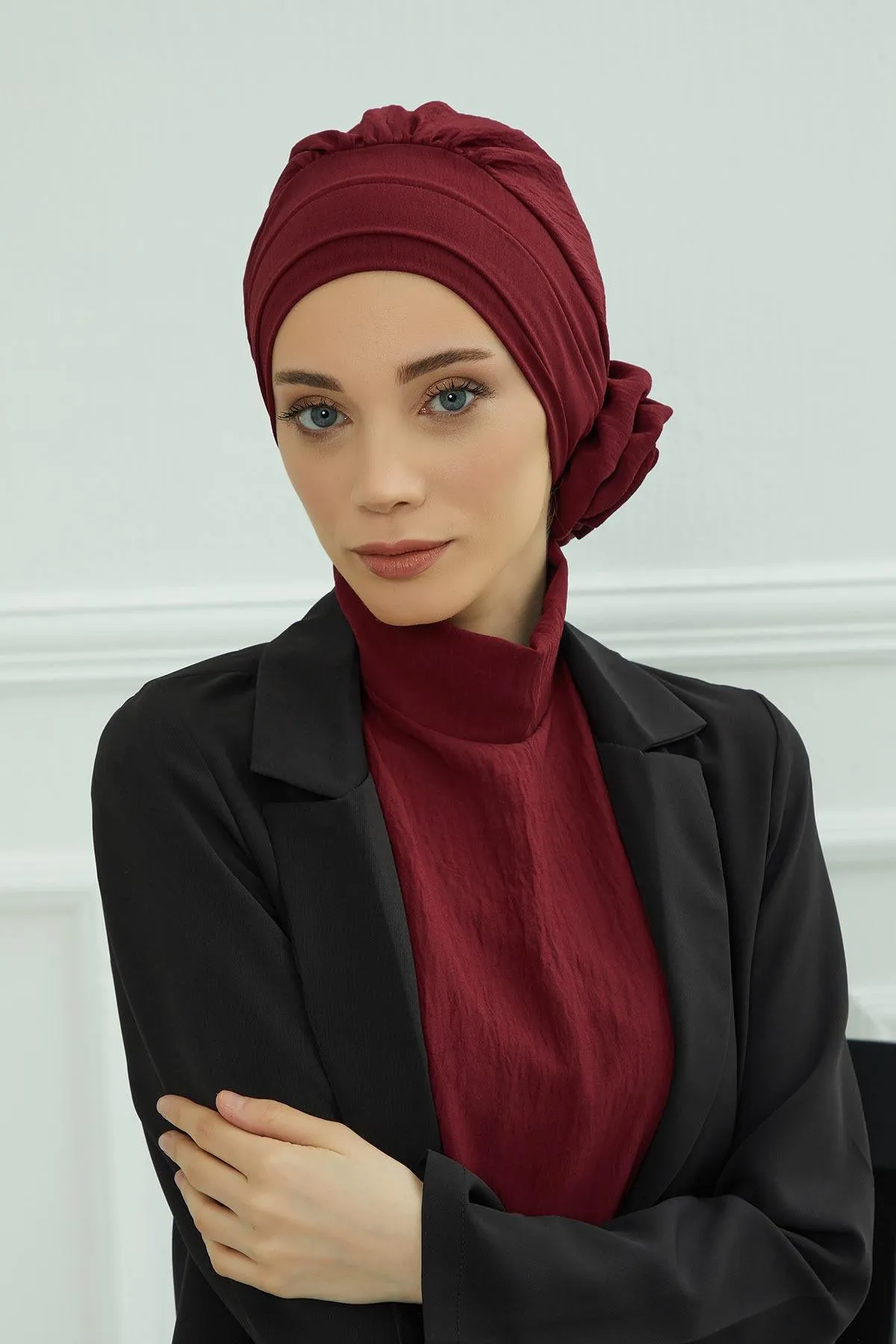 Instant Turban Lightweight Aerobin Scarf Head Turbans with Flower Back Detail For Women Headwear Stylish Elegant Design,HT-92