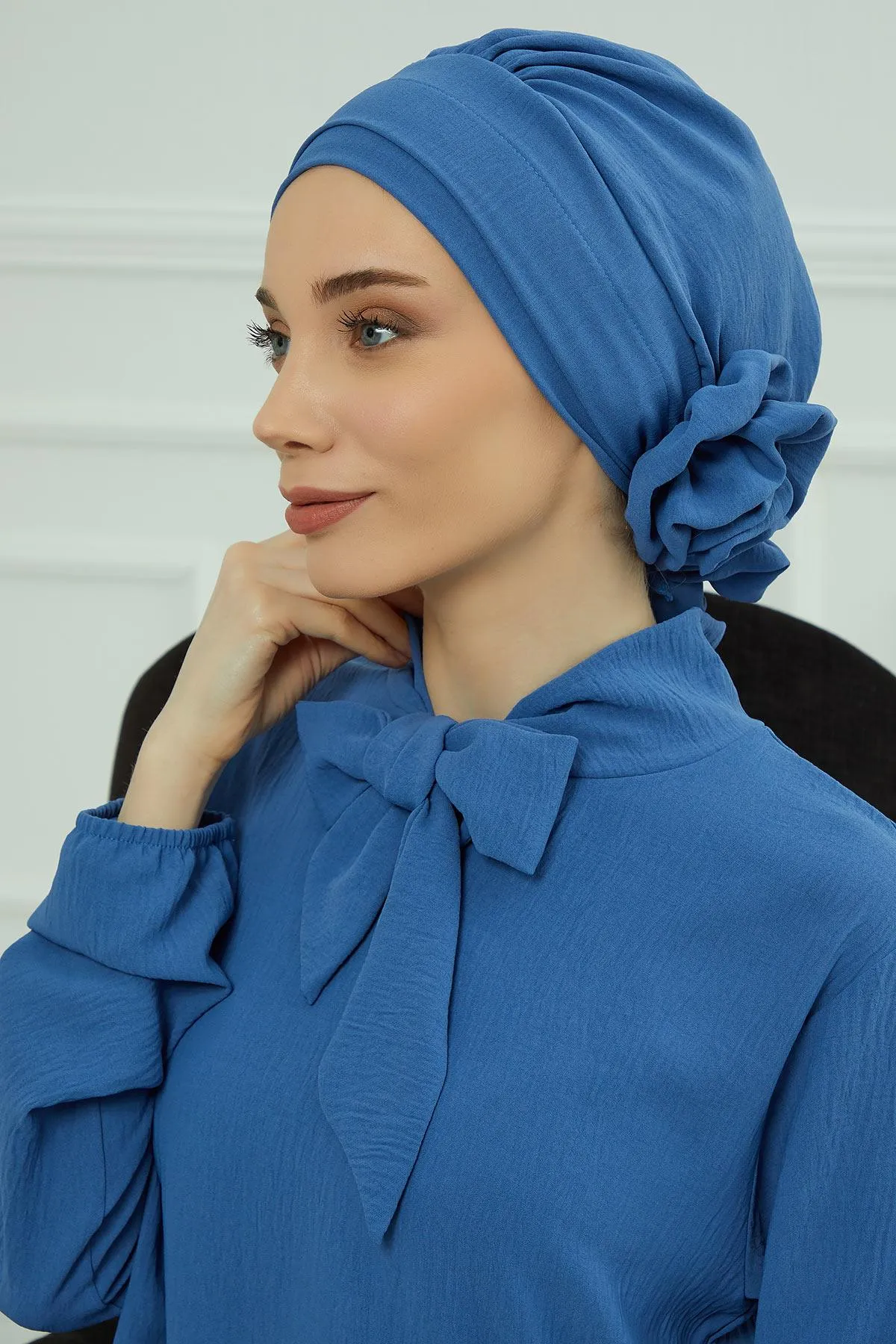 Instant Turban Lightweight Aerobin Scarf Head Turbans with Flower Back Detail For Women Headwear Stylish Elegant Design,HT-92