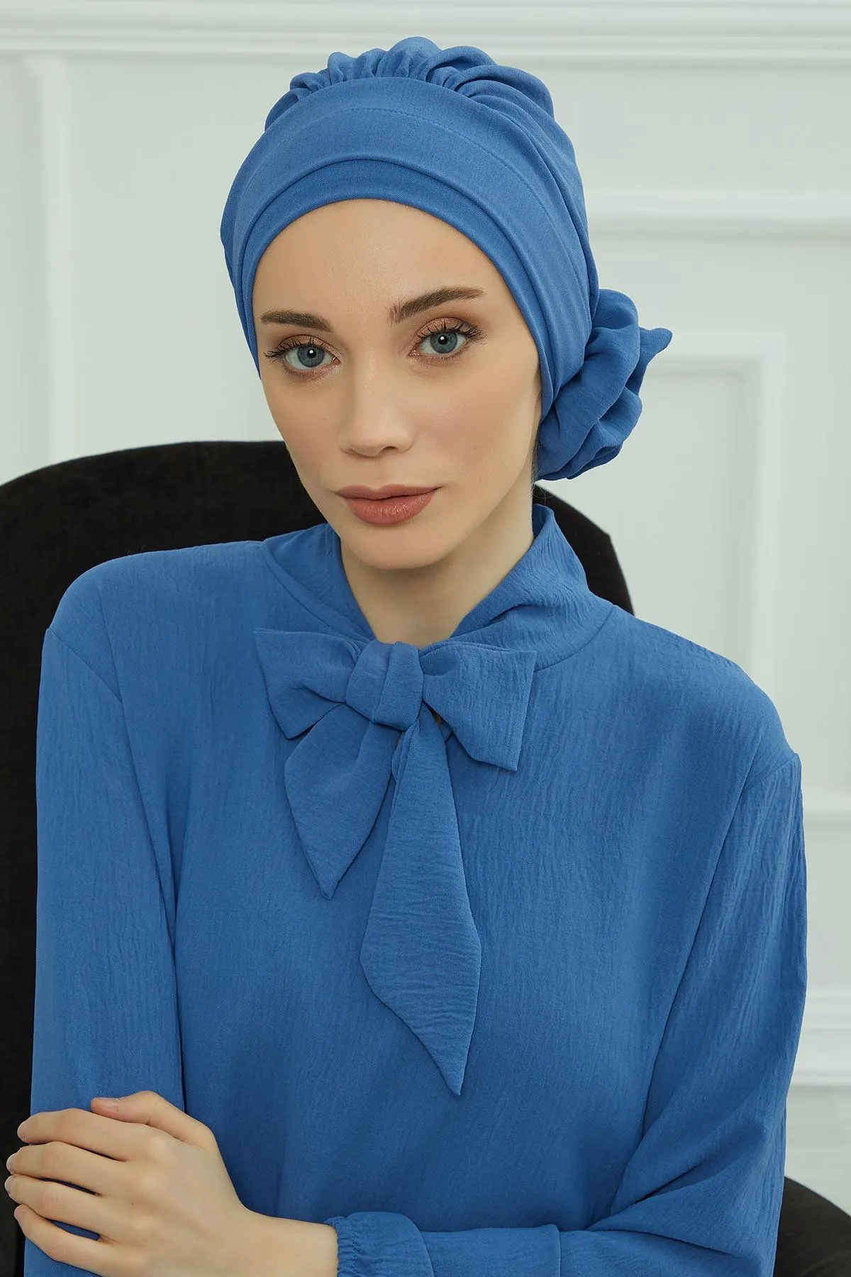 Instant Turban Lightweight Aerobin Scarf Head Turbans with Flower Back Detail For Women Headwear Stylish Elegant Design,HT-92