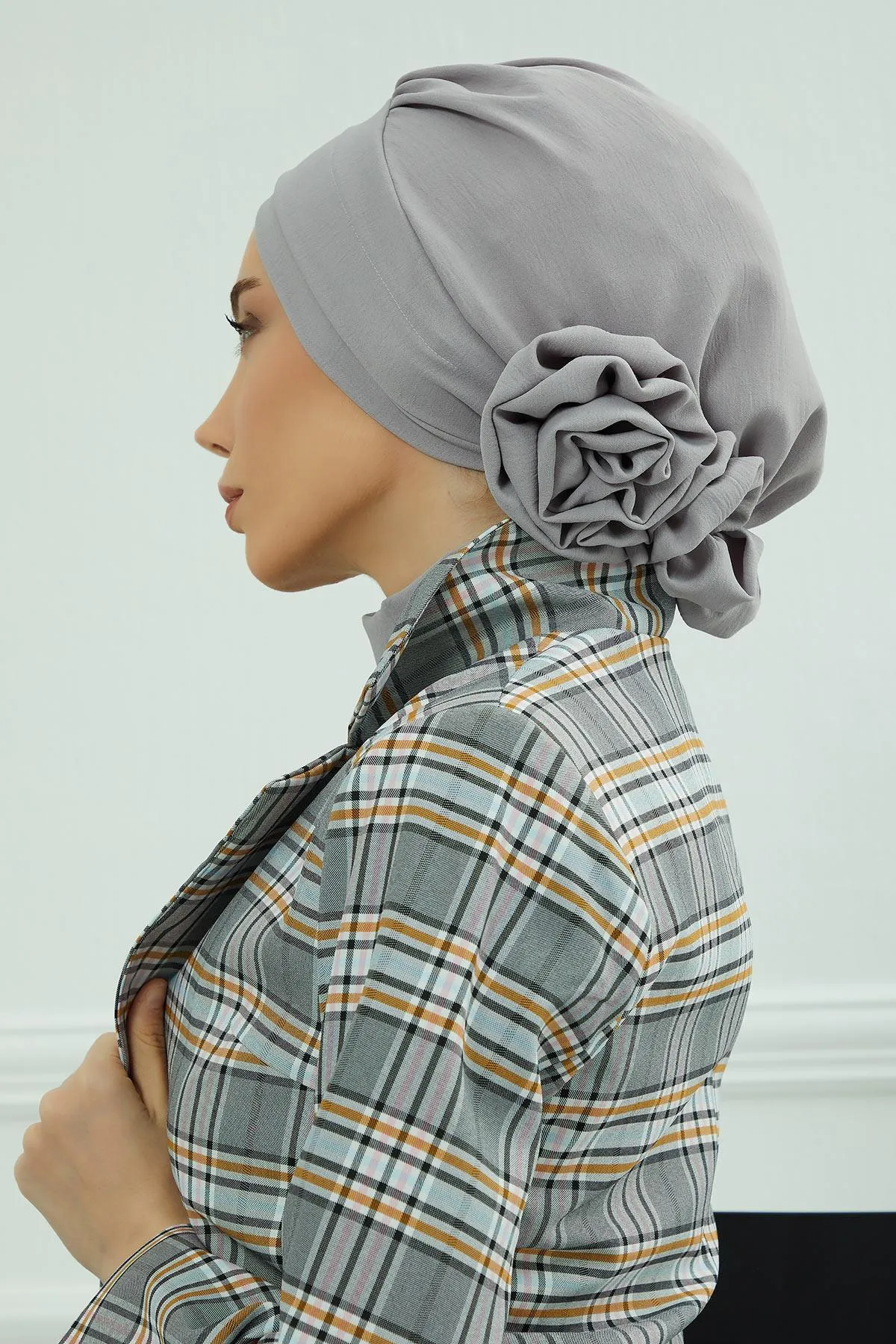 Instant Turban Lightweight Aerobin Scarf Head Turbans with Flower Back Detail For Women Headwear Stylish Elegant Design,HT-92