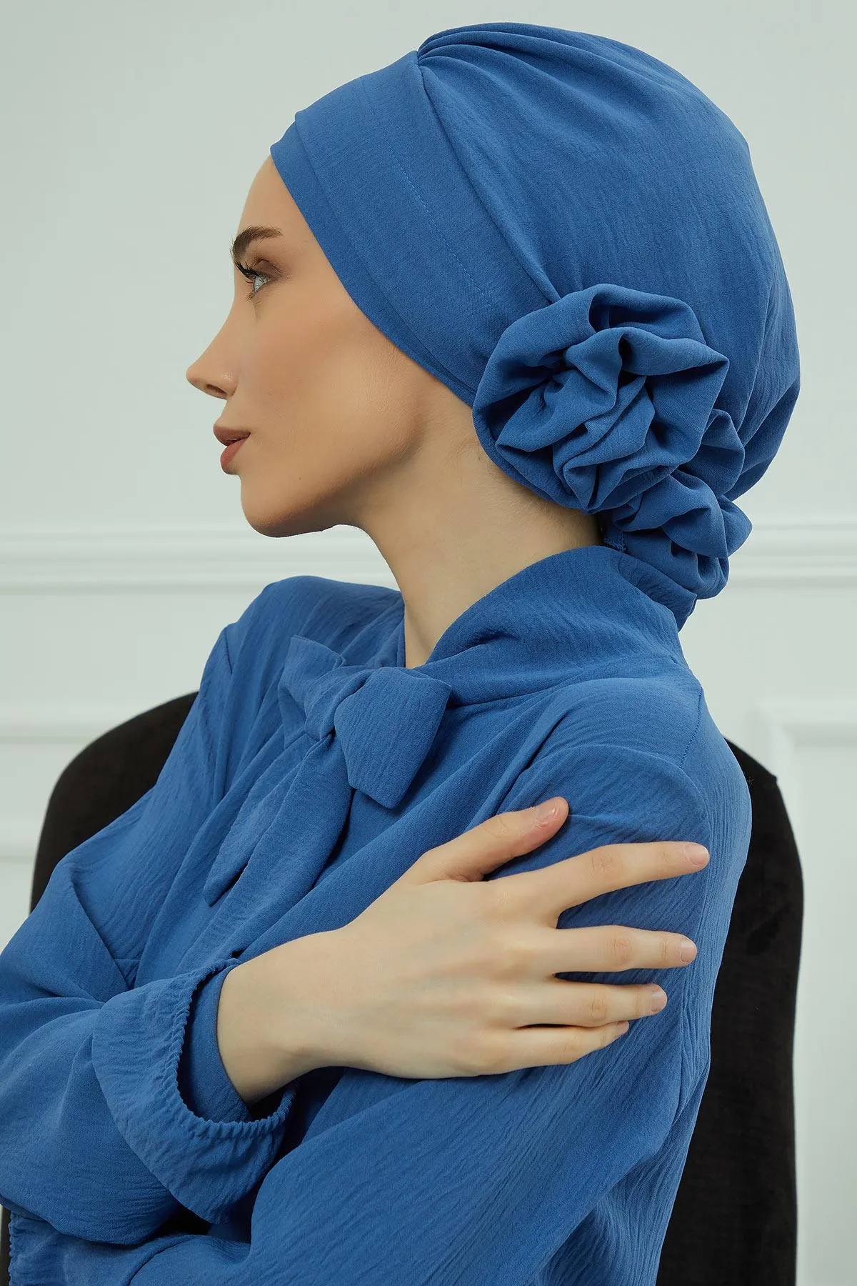 Instant Turban Lightweight Aerobin Scarf Head Turbans with Flower Back Detail For Women Headwear Stylish Elegant Design,HT-92