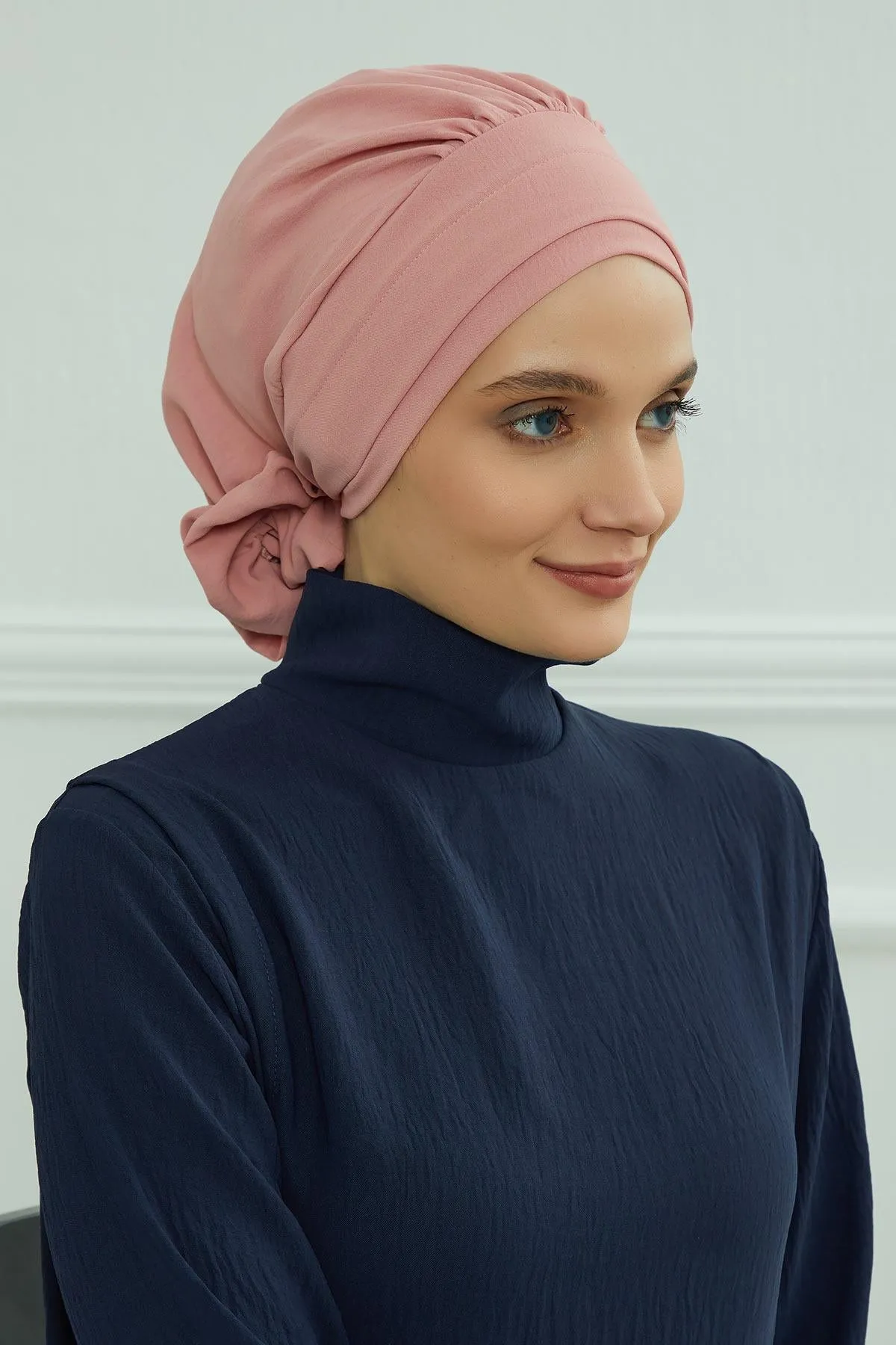 Instant Turban Lightweight Aerobin Scarf Head Turbans with Flower Back Detail For Women Headwear Stylish Elegant Design,HT-92