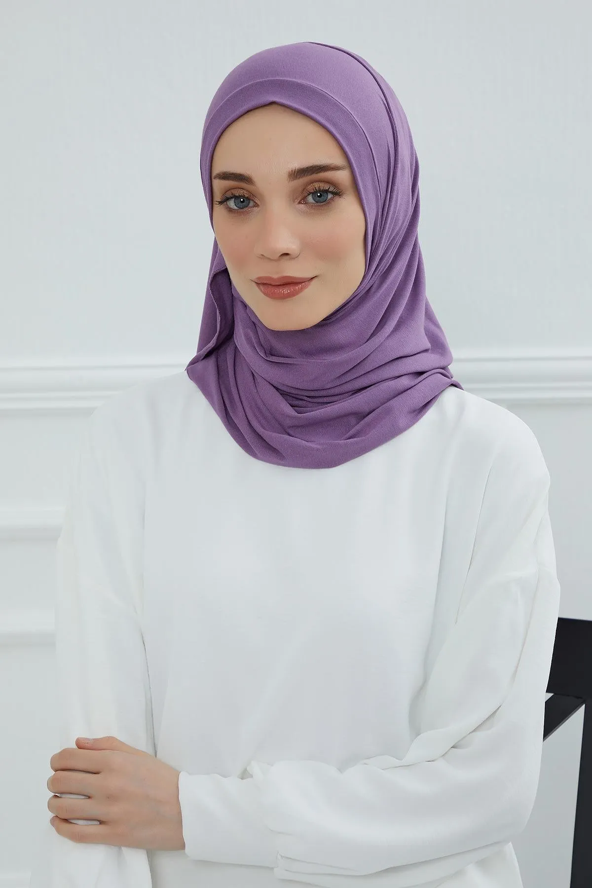 Jersey Shawl for Women Instant Combed Cotton Shawl for Women Cotton Modesty Instant Turban Cap Hat Head Wrap Ready to Wear Scarf,PS-16