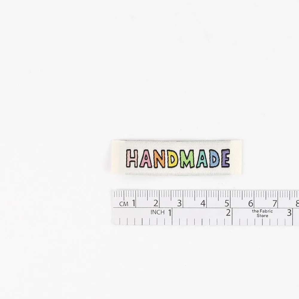 KATM Woven Labels - Rainbow Handmade (cream)