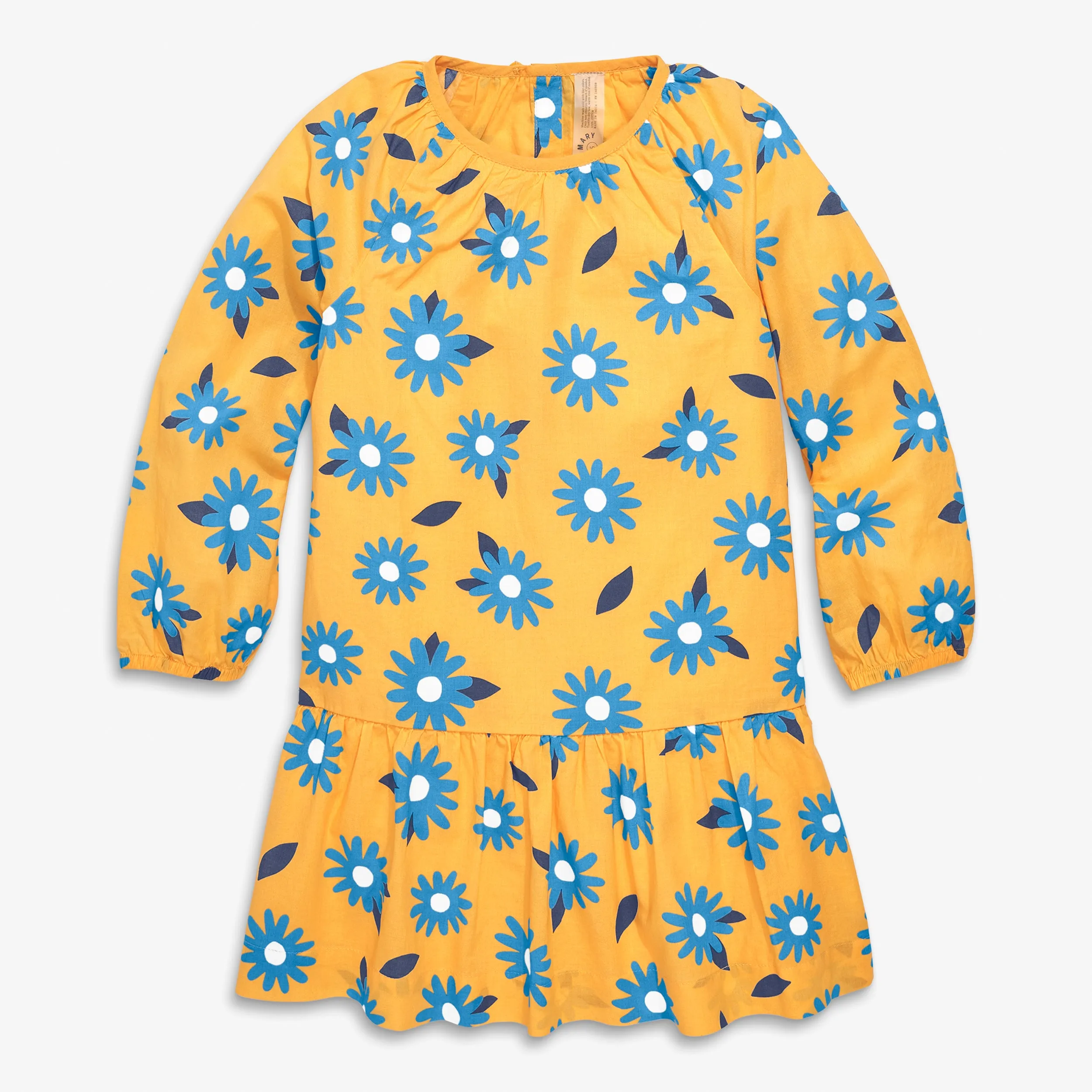 Long sleeve swing dress in sunflowers