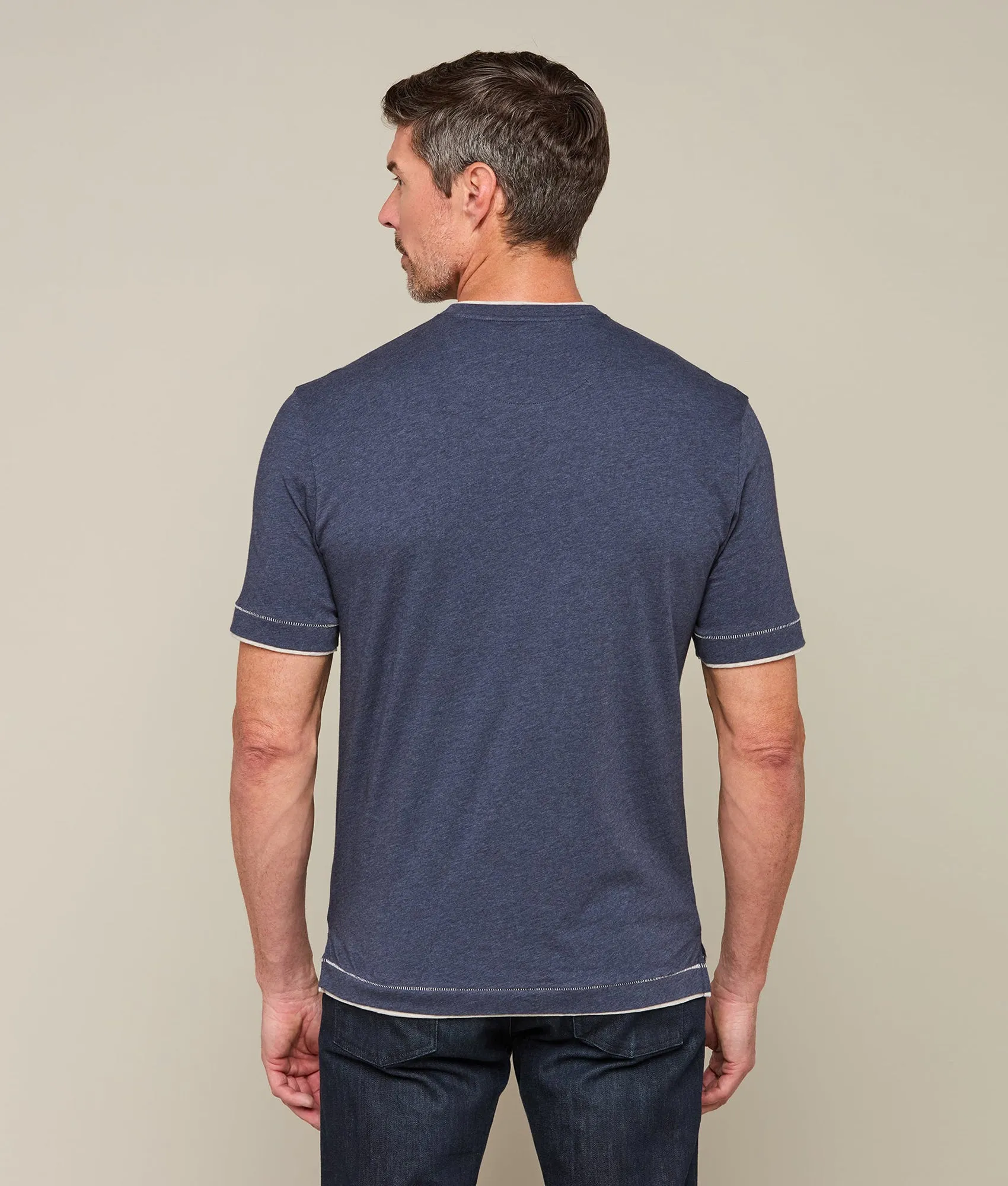 Lucchese Pima Cotton V-Neck :: Navy