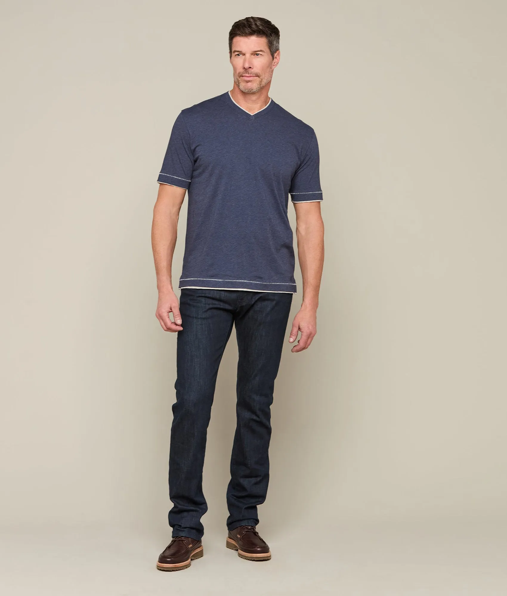 Lucchese Pima Cotton V-Neck :: Navy