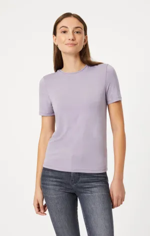 LUXE CREW NECK T-SHIRT IN LAVENDER GRAY