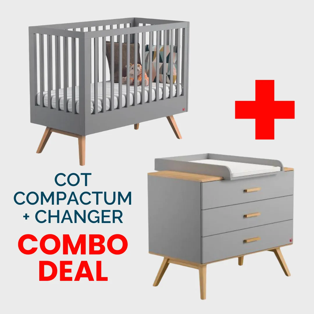 Nautis Grey Cot, Compactum & Changer Bundle